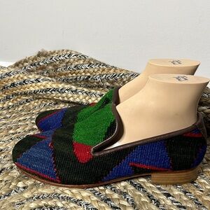 TURKISH Kilim Women’s  Handwoven Multicolor Slide On Loafers Size 41 (10-10.5)